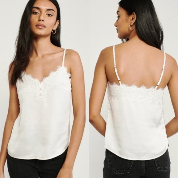 NWT Abercrombie & Fitch Silk Lace-Trim Cami size Small - Picture 1 of 2